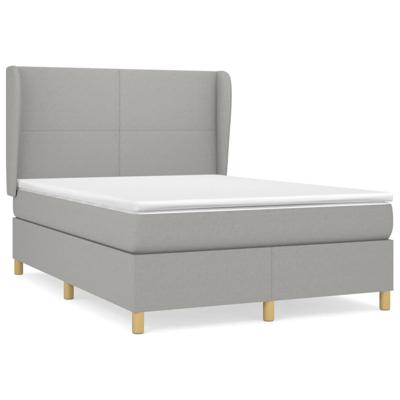 Boxspring met matras stof lichtgrijs 140x200 cm - thumbnail
