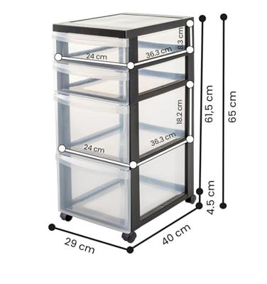 Iris ladekast 2x15l 2x7,5l 39x29x62cm met wieltjes Iris ladekast 2x15l 2x7,5l 39x29x62cm met wieltjes