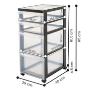 Iris ladekast 2x15l 2x7,5l 39x29x62cm met wieltjes - thumbnail