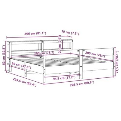Bedframe zonder matras massief grenenhout wit 200x200 cm Bedframe zonder matras massief grenenhout wit 200x200 cm
