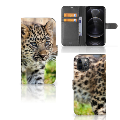 Apple iPhone 12 Pro Max | Telefoonhoesje | Met pasjeshouder | Baby Luipaard