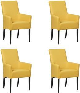 Set van 4 Gele leren landelijke eetkamerstoelen Just - Toledo Leer Giallo (geel leer)