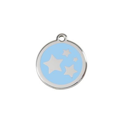 Star Light Blue roestvrijstalen hondenpenning small/klein dia. 2 cm RedDingo - Reddingo