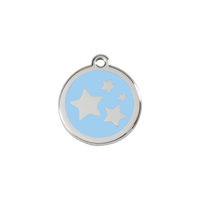Star Light Blue roestvrijstalen hondenpenning small/klein dia. 2 cm RedDingo - Reddingo - thumbnail