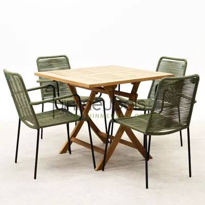 Tuinset Vita Luxor groen stapelbaar met Milton vierkant 90