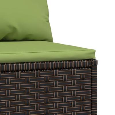 Tuinmiddenbank met kussens poly rattan bruin - thumbnail