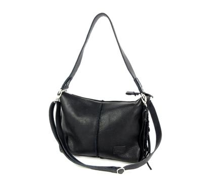 Handgemaakte stoere schoudertas met studs #03 S zwart