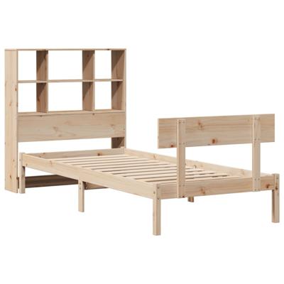 Bed met boekenkast zonder matras massief grenenhout 120x190 cm