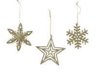 10 stuks! Hanger Kerstbal plastic Kerst Lintje licht goud Decoris - Decoris - thumbnail