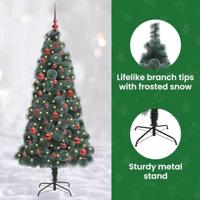 VidaXL Kunstmatige voorverlichte kerstboom met ballenset groen 150 cm - thumbnail