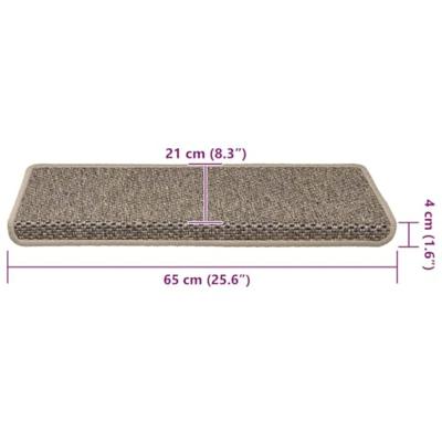 VidaXL Trapmatten zelfklevend 15 st sisal-look 65x21x4 cm donkerbeige