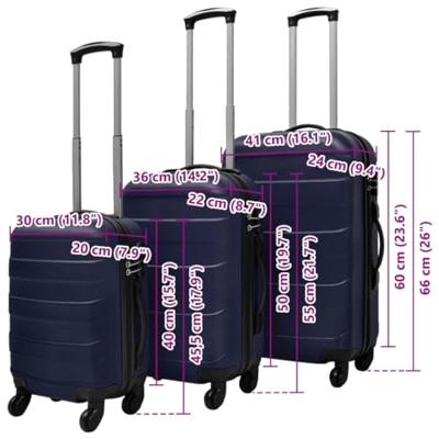 Harde kofferset 3-delig blauw Harde kofferset 3-delig blauw