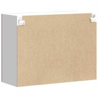 Keukenbovenkast met glazen deur bewerkt hout oud houtkleurig - thumbnail