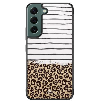 Samsung Galaxy S22 Plus glazen hardcase - Leopard lines