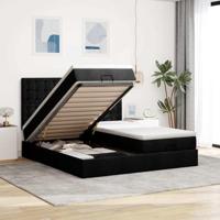 Ottoman bed met matrassen 200x200cm stof zwart - thumbnail