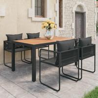 5-delige Tuinset PVC-rattan zwart en bruin - thumbnail