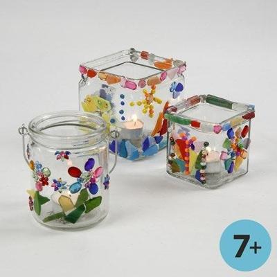 Creativ Company Vierkant glas, h: 5,5 cm, afm 5,5x5,5 cm, 12 stuk/ 1 doos - thumbnail