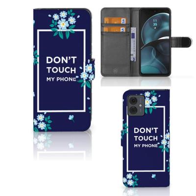 Motorola Moto G14 Portemonnee Hoesje Flowers Blue DTMP Motorola Moto G14 Portemonnee Hoesje Flowers Blue DTMP