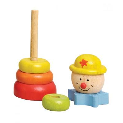 Everearth stapelclown van hout 13 cm groot