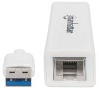 Manhattan USB 3.0 naar Gigabit Ethernet-adapter 10/100/1000 Mbit/s Gigabit Ethernet USB 3.0 wit 506847 - thumbnail