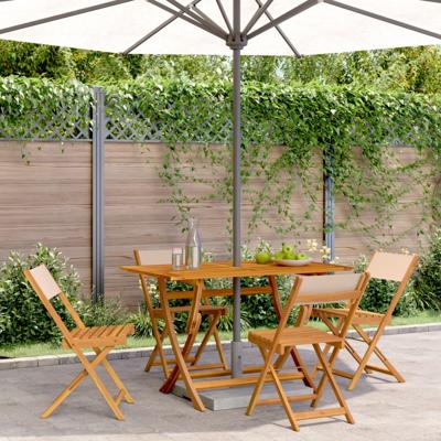 Tuinstoelen 6 st inklapbaar stof en massief hout beige