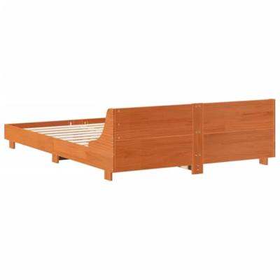 Bedframe zonder matras massief grenenhout wasbruin 150x200 cm