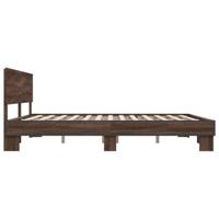 Bedframe bewerkt hout metaal bruin eikenkleur 200x200 cm - thumbnail