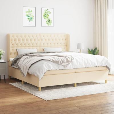 Boxspring met matras stof crèmekleurig 200x200 cm
