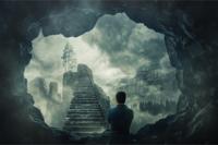 Fotobehang - Trap naar Fantasie land, Fantasy world, 11 maten, Premium Print, incl behanglijm - thumbnail