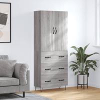 Hoge kast 69,5x34x180 cm bewerkt hout grijs sonoma eikenkleurig - thumbnail
