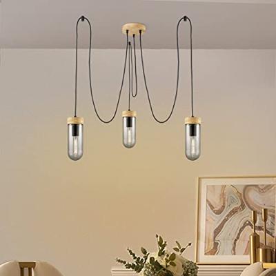 Home sweet home capri hanglamp 3L hout/glas - thumbnail