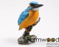 Tuinbeeld ijsvogel op stam 9x9x15cm - thumbnail