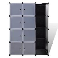 VidaXL Kast met 9 vakken modulair 109x36,5x143 cm zwart en wit - thumbnail