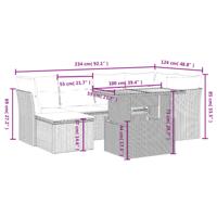 7-delige Loungeset met kussens poly rattan zwart - thumbnail