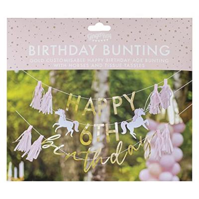 Ginger Ray slinger happy birthday met franje 4,5 m | 20 stuks