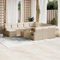 13-delige Loungeset met kussens poly rattan beige - thumbnail