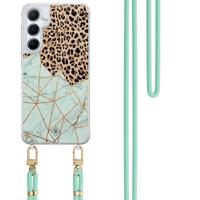 Samsung Galaxy A55 hoesje met mint koord - Luipaard marmer mint - thumbnail