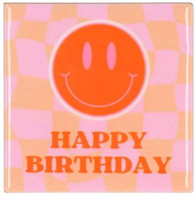 Daan Kromhout Design tegeltje keramiek happy birthday 10x10cm multi