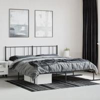 Bedframe met hoofdbord metaal zwart 200x200 cm - thumbnail