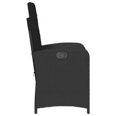 Tuinstoelen 2 st verstelbaar met kussens poly rattan zwart - thumbnail