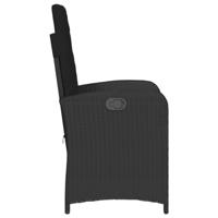 Tuinstoelen 2 st verstelbaar met kussens poly rattan zwart - thumbnail