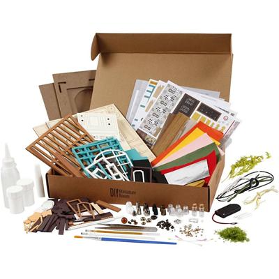 Creativ Company Diy miniatuur kamer, koffiehoek, h: 19 cm, l: 22,6 cm, b: 19,4 cm, 1 stuk