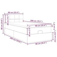 Ottoman bed met matras 90x200cm fluweel lichtgrijs - thumbnail