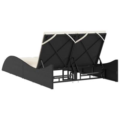 Ligbed met kussens 114x205x73 cm poly rattan zwart Ligbed met kussens 114x205x73 cm poly rattan zwart