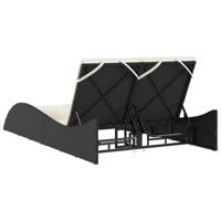 Ligbed met kussens 114x205x73 cm poly rattan zwart - thumbnail