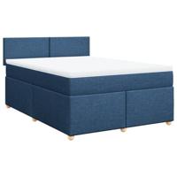 Boxspring met matras stof blauw 140x200 cm - thumbnail