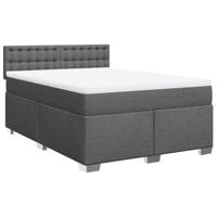 Boxspring met matras stof donkergrijs 140x190 cm - thumbnail