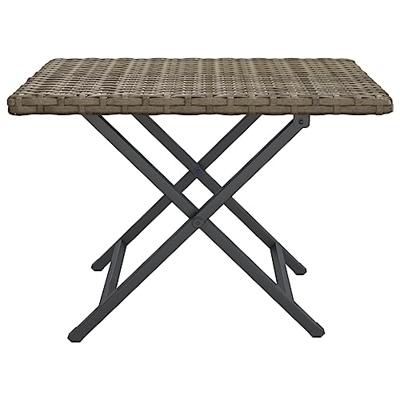 Tafel inklapbaar 45x35x32 cm poly rattan grijs - thumbnail