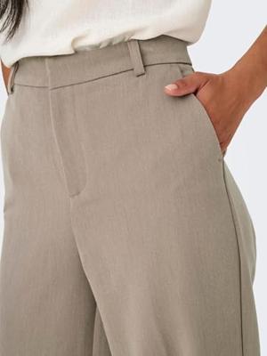 Only Onlhattie-lana Hw W Mel Pant Tlr Noos Broek Dark Grey Melange