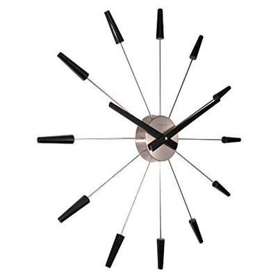 NeXtime NE-2610ZW Wandklok Dia. 58 Cm, Metaal, Zwart, &apos;Plug Inn&apos;